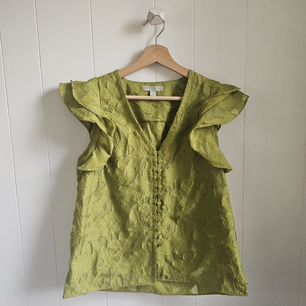☆ RYEGRASS Green Textured Blouse